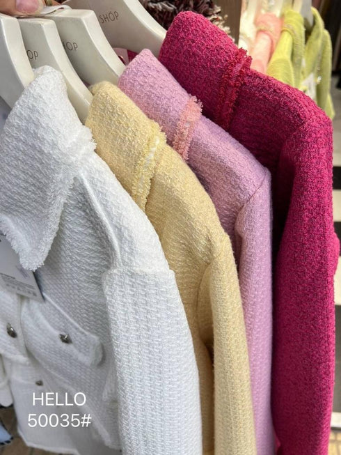 Tweed Co-Ord Sets Colar Down Jackets With Skirts